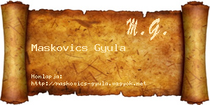Maskovics Gyula névjegykártya